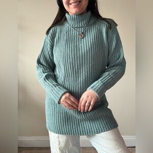 Express Teal Ribbed Turtleneck Sweater